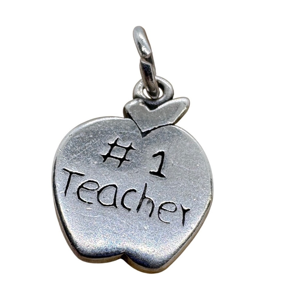 Vintage Shube Dakota West Sterling Silver #1 Teacher Apple Charm 2.5g 925